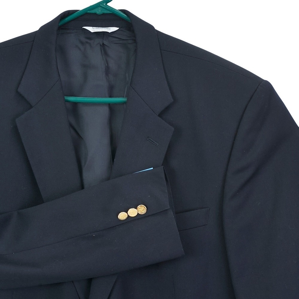 Joseph & Feiss Mens 48R Navy Wool Blazer Gold Buttons Made‎ in Canada